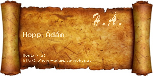 Hopp Ádám névjegykártya